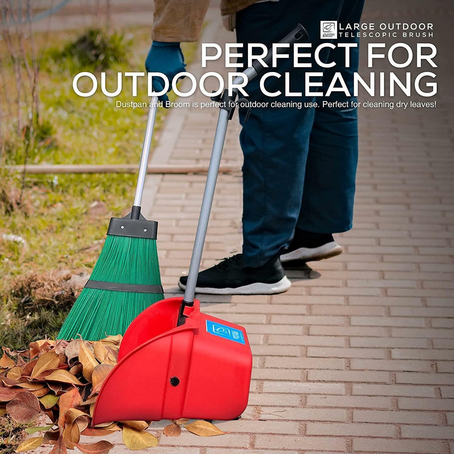 Stiff Garden Broom with Handle Outdoor Sweeping Hard Brush Garden Yard Sweeper