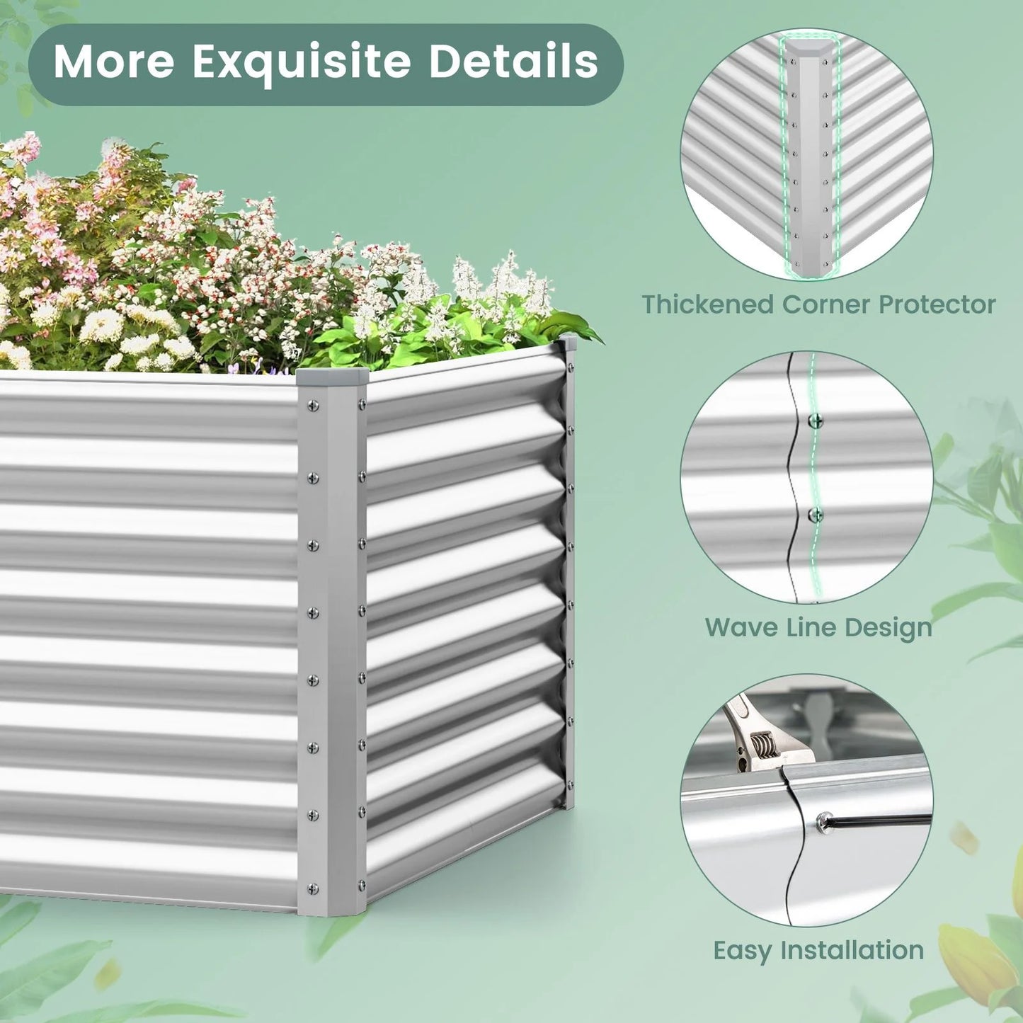 60 Cm Raised Garden Bed Elevated Garden Planter with Open Bottom Design
