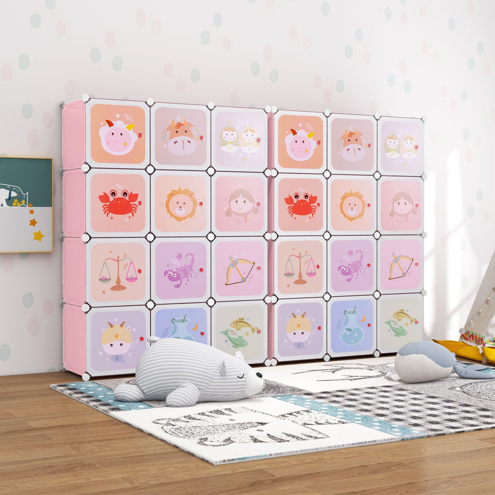 Children 12-Cube Wardrobe Baby Dresser Kids Bedroom Armoire