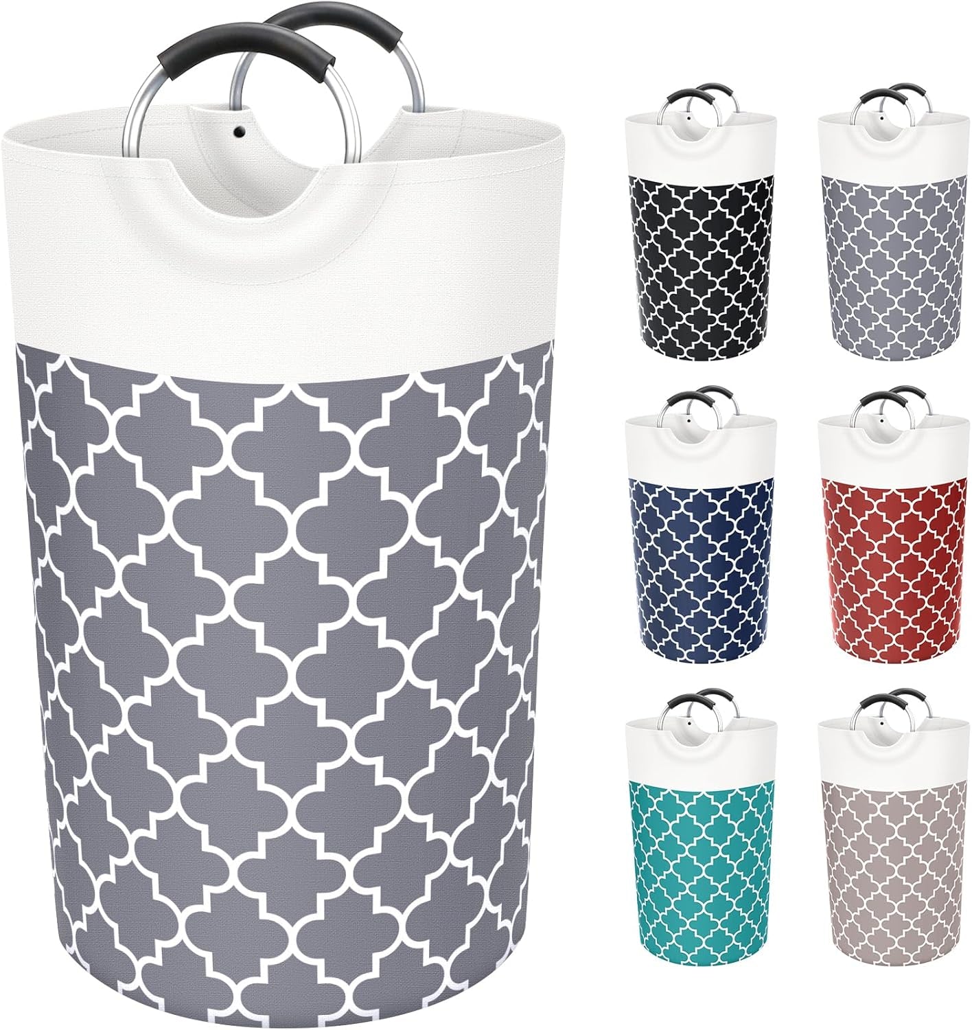 Large Laundry Basket Laundry Hamper Bag Washing Bin Clothes Bag Collapsible Tall with Handles Waterproof Travel Bathroom College Essentials Storage for College Dorm, Family (Grey),82L