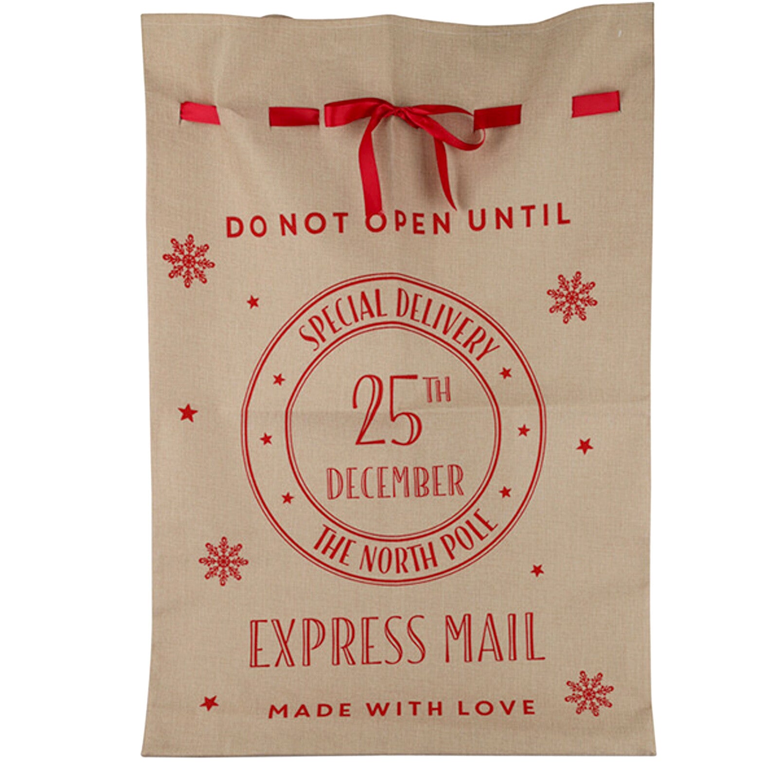 Christmas Sack Jute Bag Drawstring Gift Reusable Present Stocking Storage XL