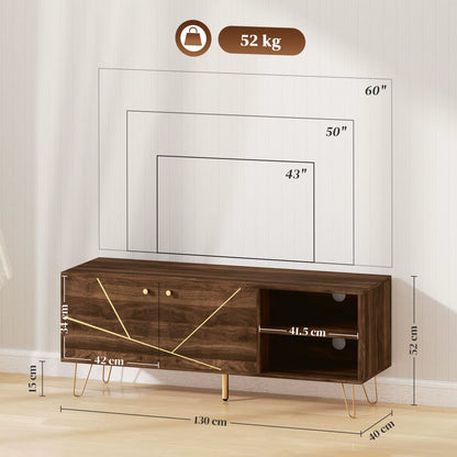 TV Stand Cabinet 130Cm TV Unit W/ Adjustable Shelves for Living Room