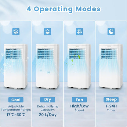 9000 BTU 4-In-1 Portable Air Conditioner with Sleep Mode