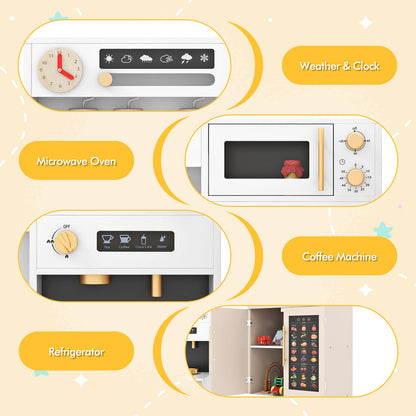 2 Pieces Kids Kitchen Playset Play Kitchen Refrigerator Combination