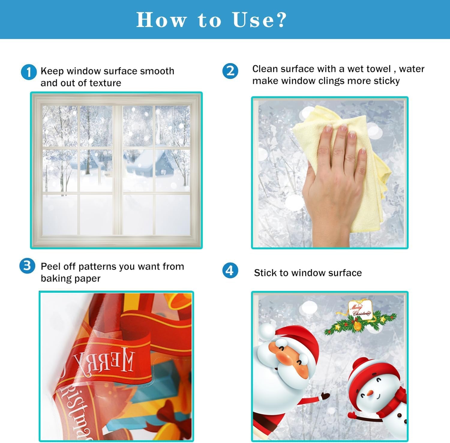 Christmas Window Stickers, 9 Sheets 95 Pcs Reusable Double-Sides Xmas Decals Chr