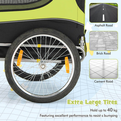Folding Pet Bike Trailer with 3 Zippered Doors and 8 Reflectors