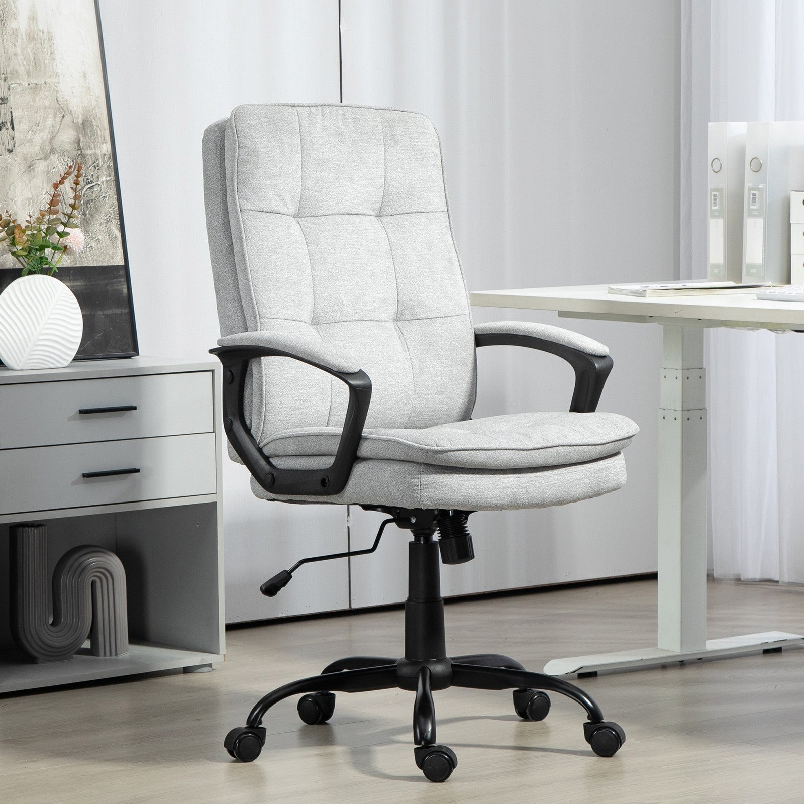 Office Chair with Dual-Layer Padding, Fabric Computer Desk Chair for Home Office