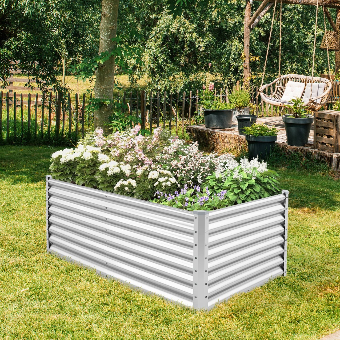 60 Cm Raised Garden Bed Elevated Garden Planter with Open Bottom Design