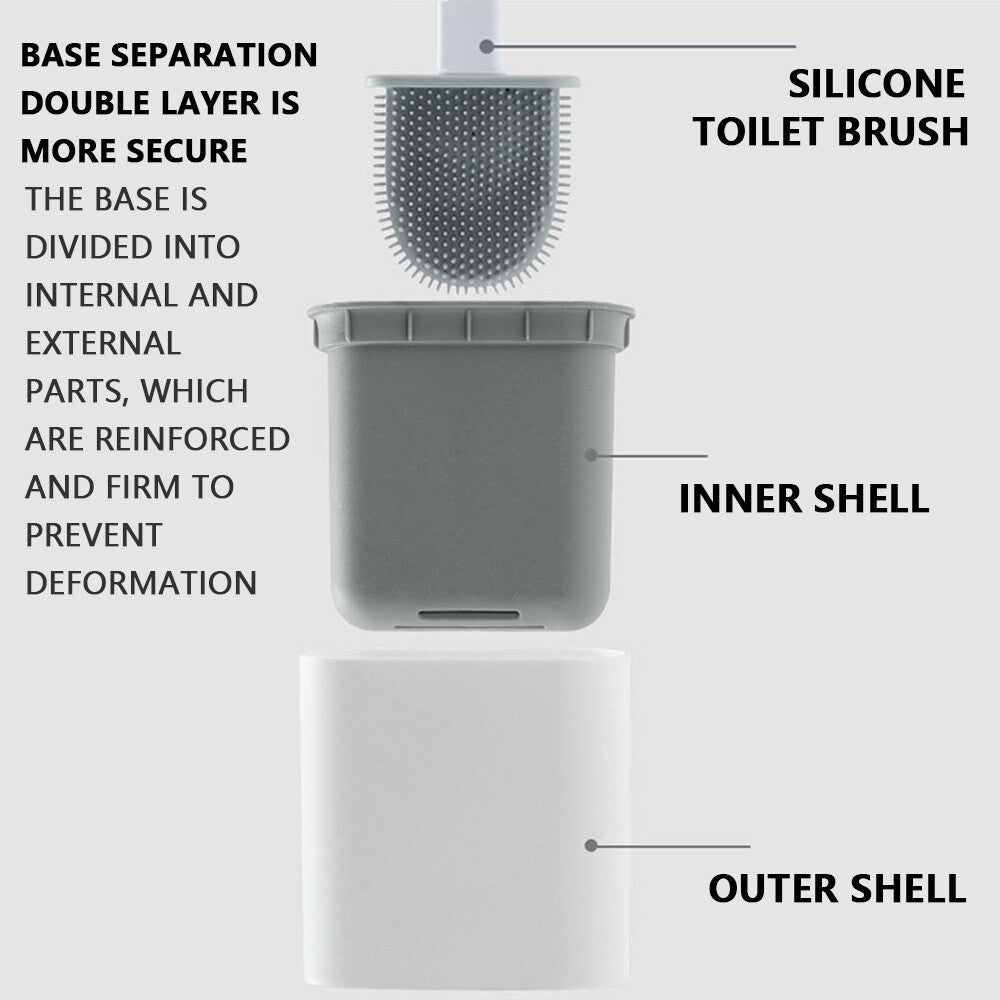Bathroom Silicone Bristles Toilet Brush Creative Cleaning Set with Holder UK