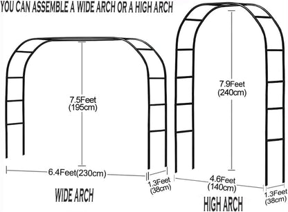 Adorox 7.5 Ft Metal Arch (Two Way Assemble) for Wedding Garden Bridal Party Deco