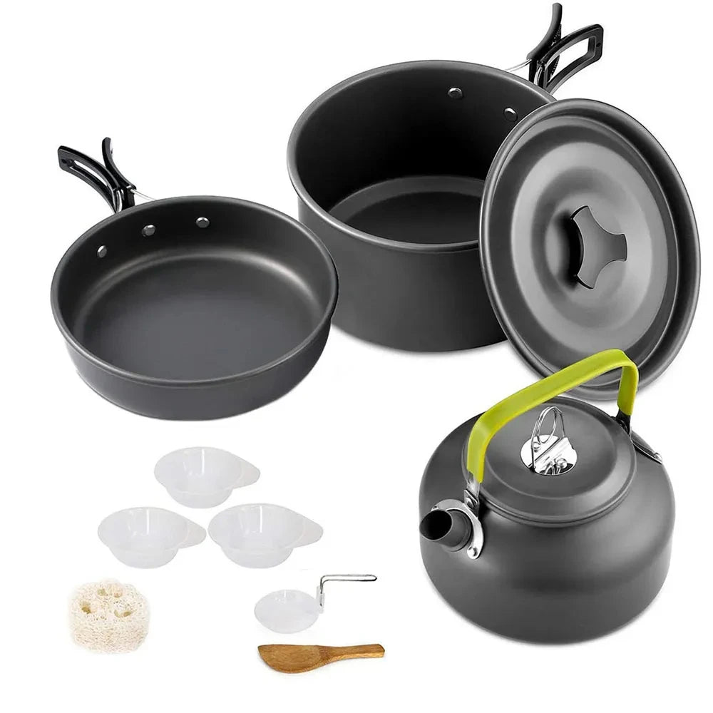 Outdoor Camping Cooking Set Aluminum Alloy Material Pot Set Portable Camping Equipment for Hiking and Outdoor Travel