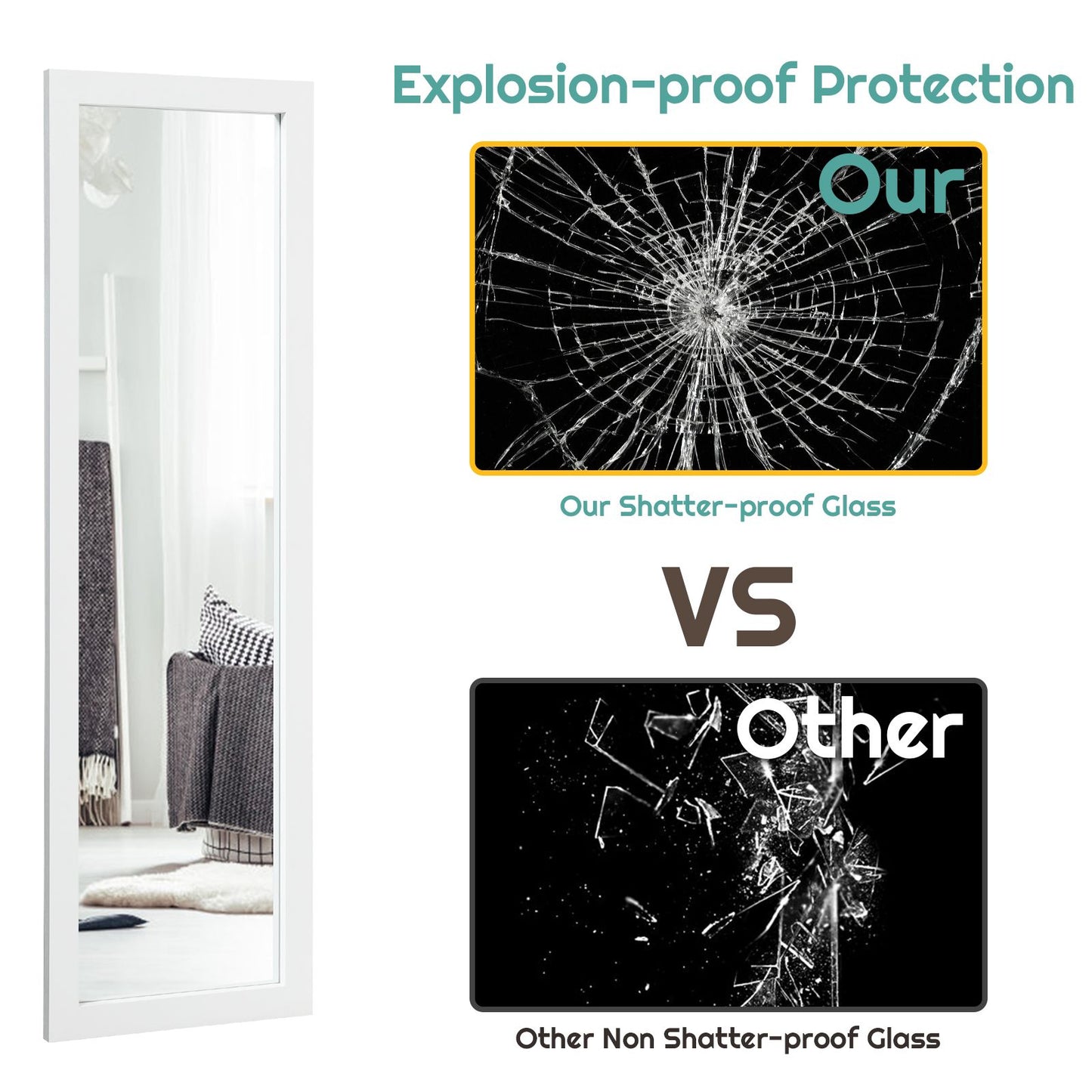 Full Body Mirror Wall Mounted Dressing Mirror for Bedroom