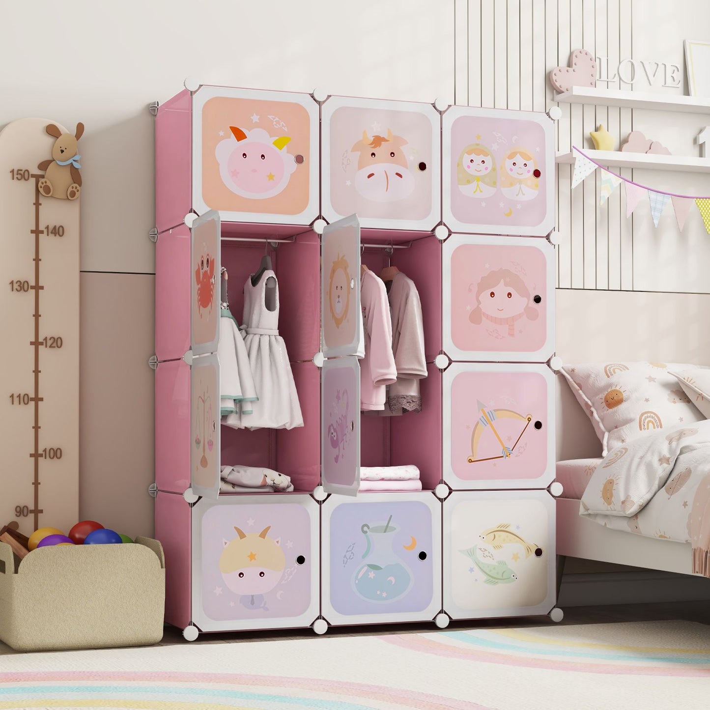 Children 12-Cube Wardrobe Baby Dresser Kids Bedroom Armoire
