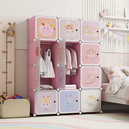 Children 12-Cube Wardrobe Baby Dresser Kids Bedroom Armoire