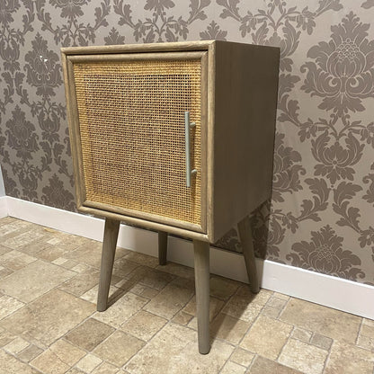 Elegant Dark Brown Rattan 71Cm Bedside Cabinet Table with Tall Storage Drawers