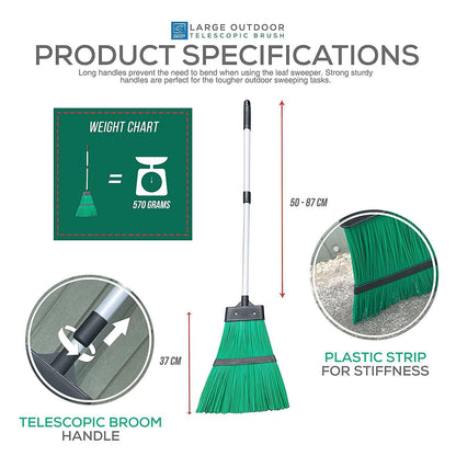 Stiff Garden Broom with Handle Outdoor Sweeping Hard Brush Garden Yard Sweeper