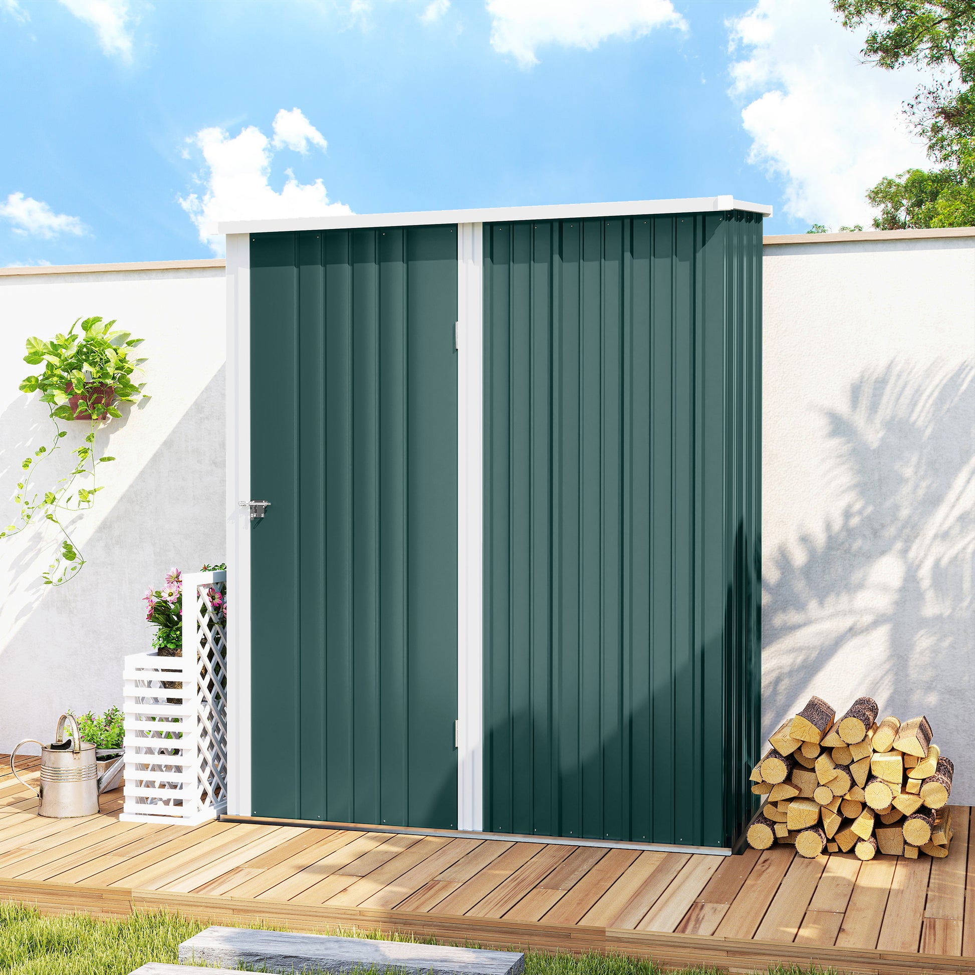 Outdoor Storage Shed Steel Garden Shed W/ Lockable Door for Garden