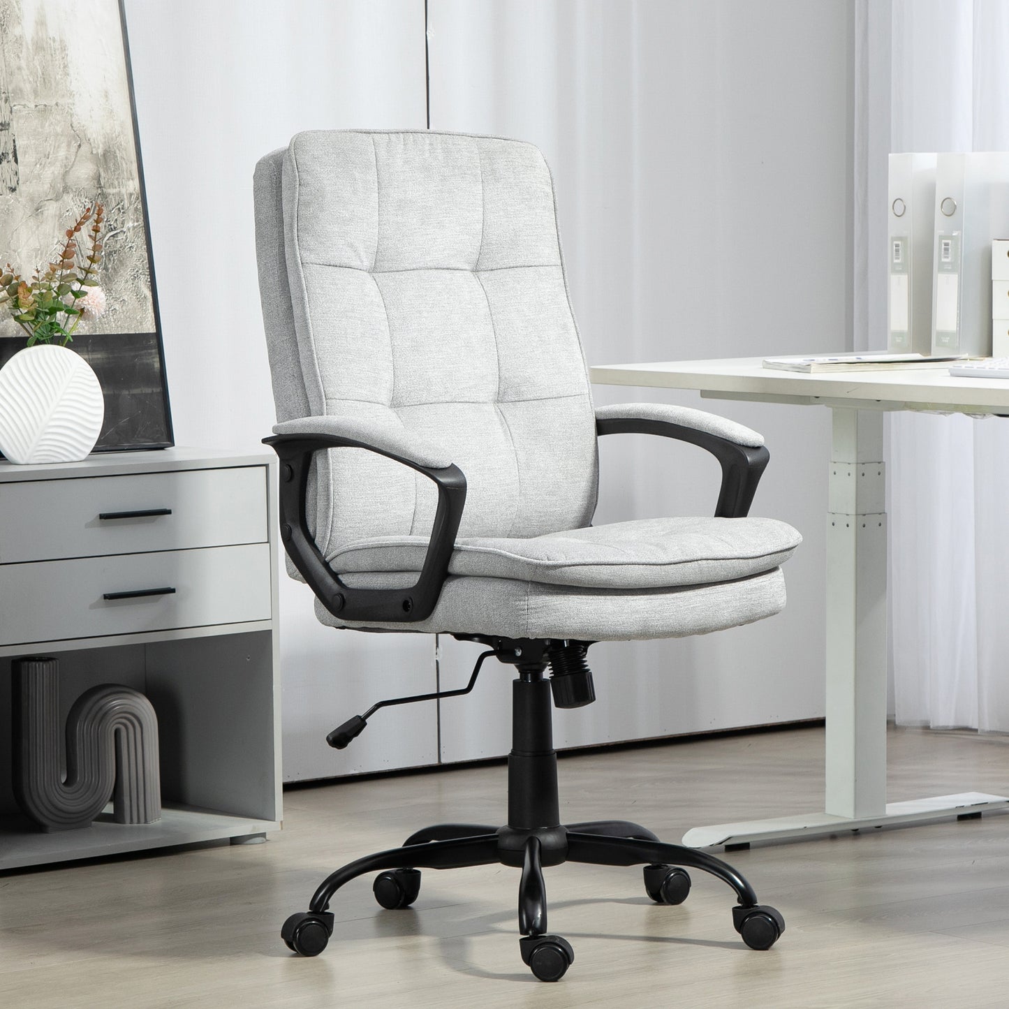 Office Chair with Dual-Layer Padding, Fabric Computer Desk Chair for Home Office