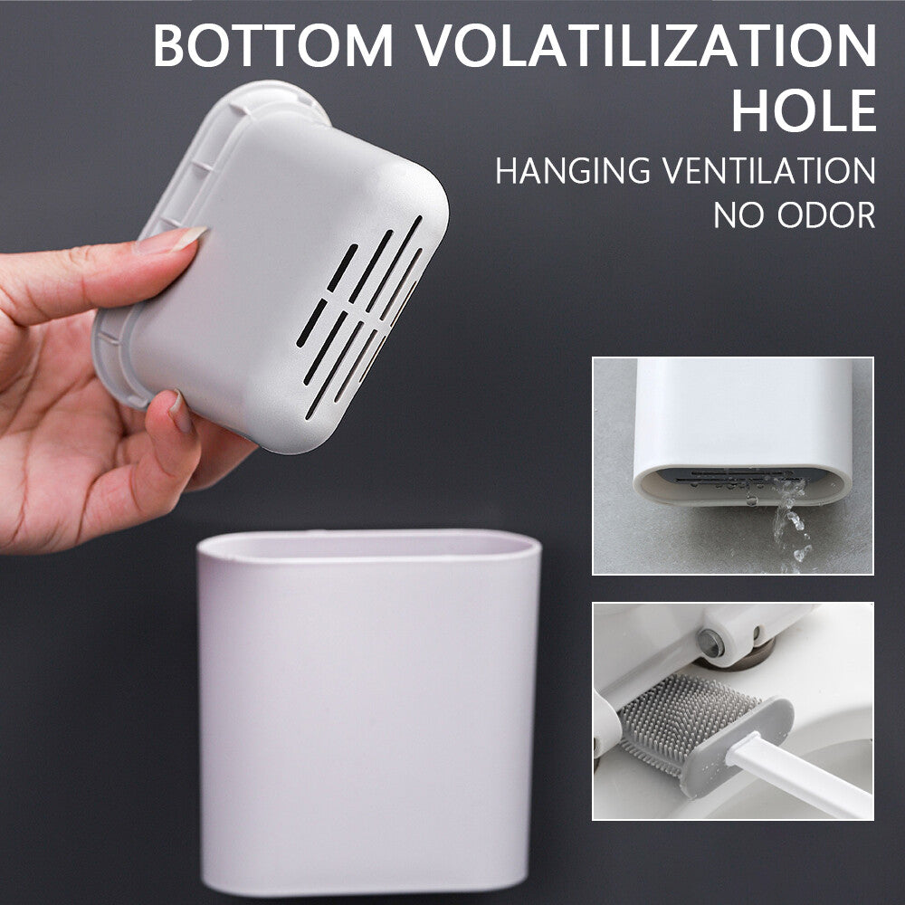 Bathroom Silicone Bristles Toilet Brush Creative Cleaning Set with Holder UK