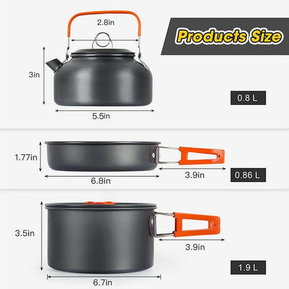 Outdoor Camping Cooking Set Aluminum Alloy Material Pot Set Portable Camping Equipment for Hiking and Outdoor Travel