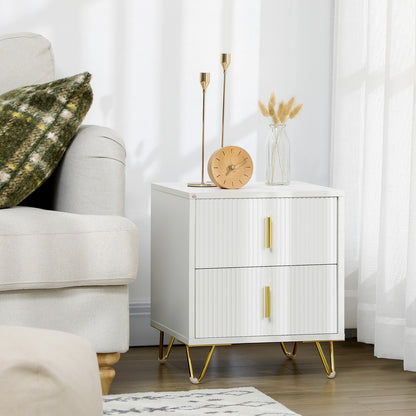 Small Chest of Drawers, 2-Drawer Dresser with Handles Living Room White