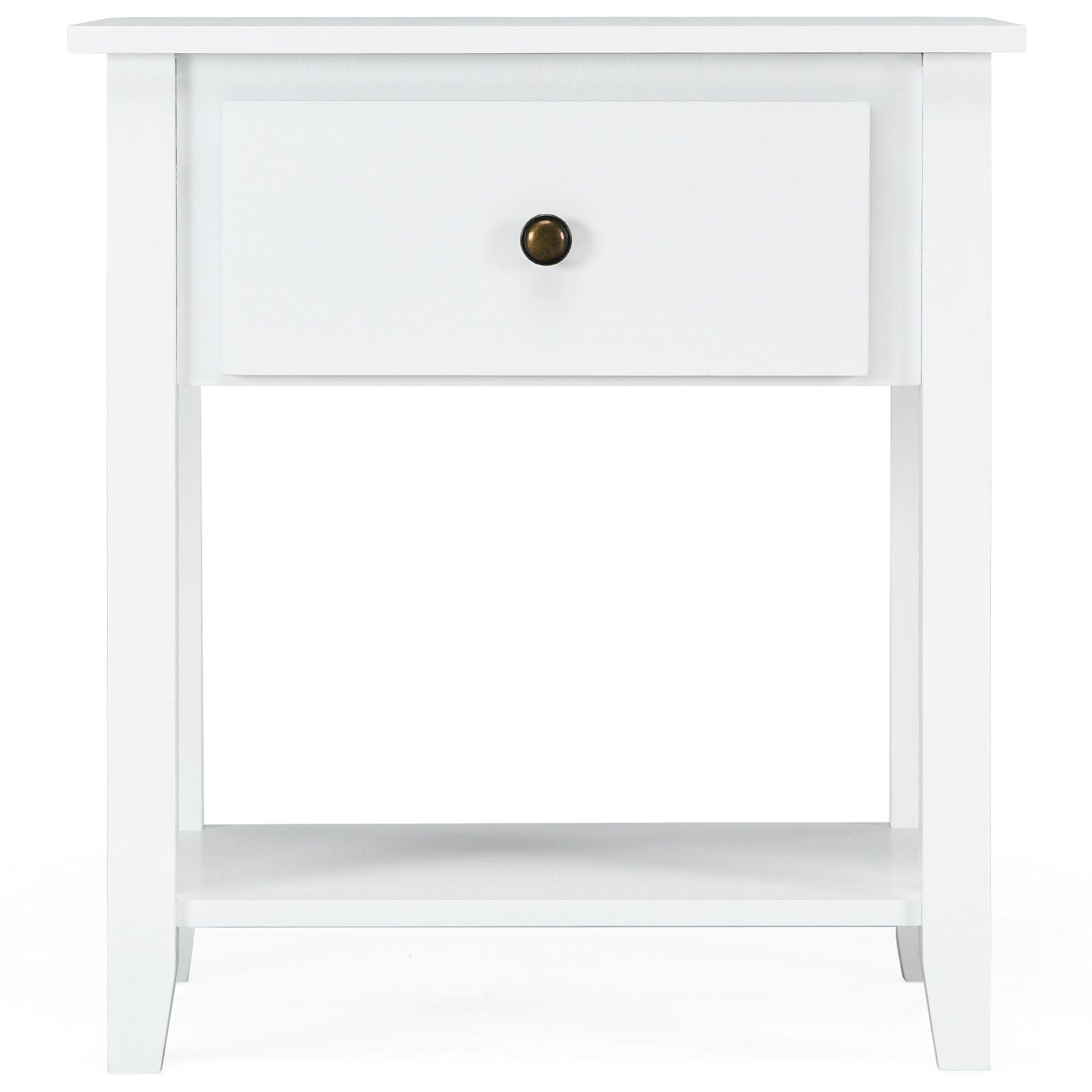 Accent Table Narrow Side End Table with 1 Drawer and Open Storage Shelf