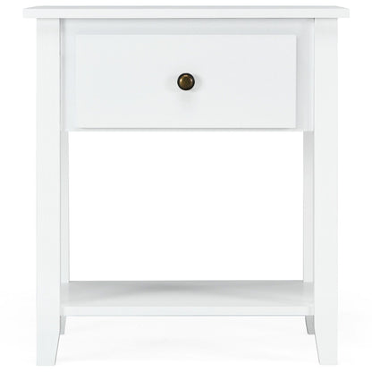 Accent Table Narrow Side End Table with 1 Drawer and Open Storage Shelf