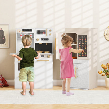 2 Pieces Kids Kitchen Playset Play Kitchen Refrigerator Combination