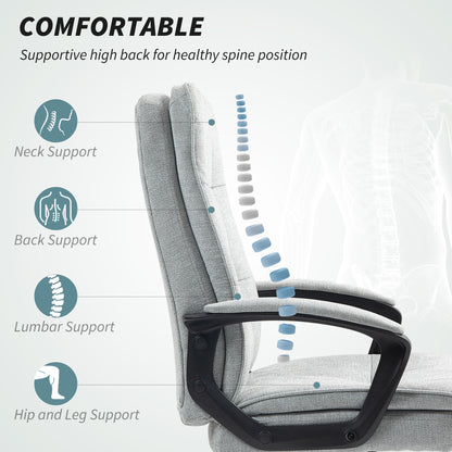 Office Chair with Dual-Layer Padding, Fabric Computer Desk Chair for Home Office
