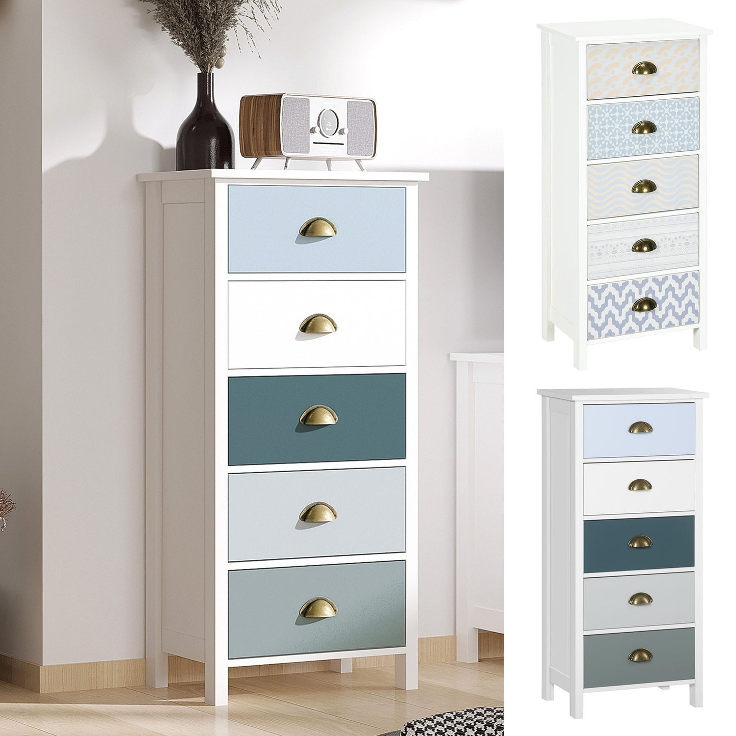 Chest of Drawers 5-Drawer Dresser Storage Cabinet W/ Handle Bedroom Living Room