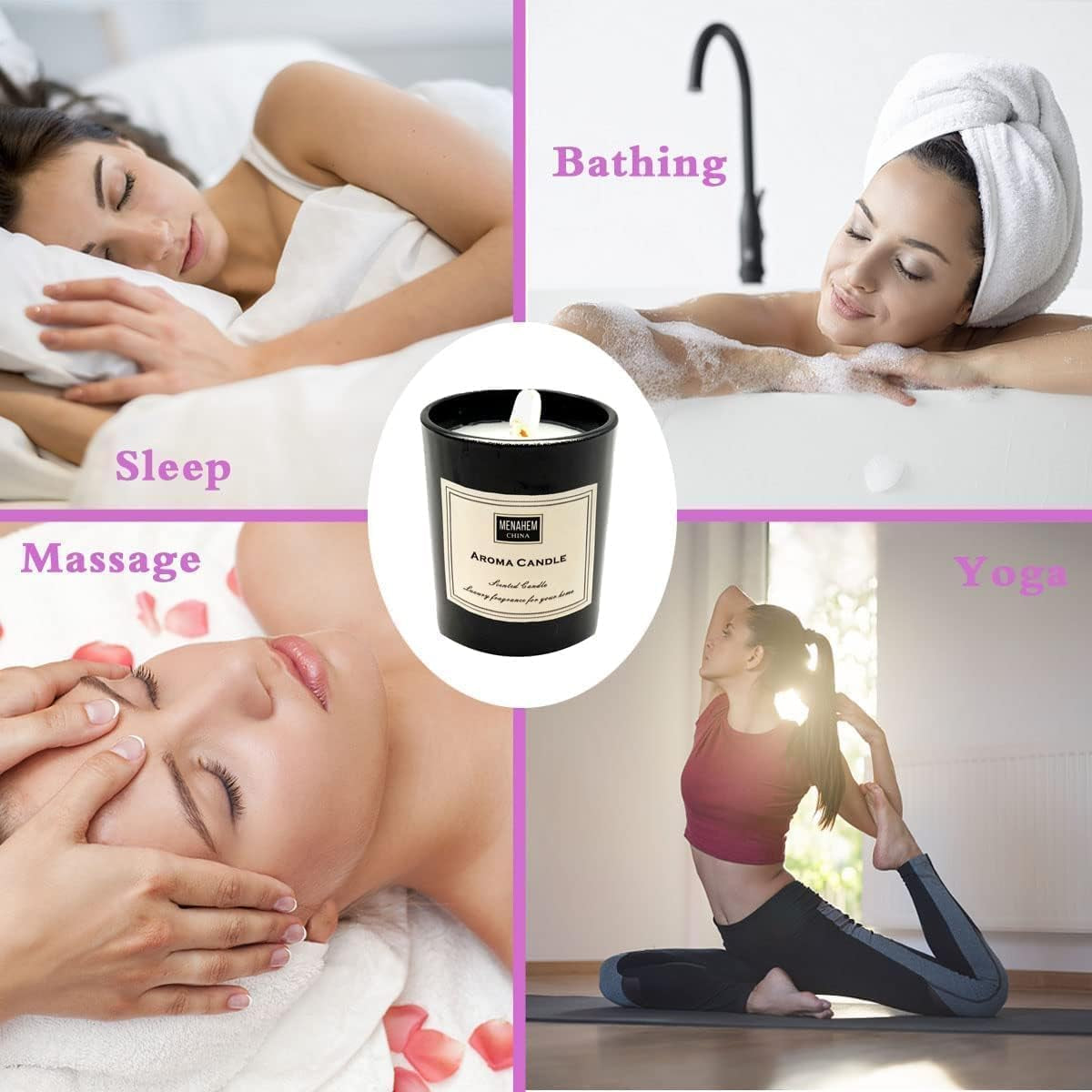 Aromatherapy Candles for Valentine, Christmas, Essential Oil Aromatherapy Candle, Long Burning Soy Candle, Scented Candles with Gift Box for Sleep Massage Spa, Gift & Home Supplys