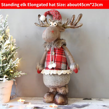 Christmas Elk Doll Figurine Ornaments Christmas Gift for Kid Christmas Decorations for Home Reindeer Christmas Gift Navidad 2021