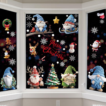 Christmas Window Stickers, 9 Sheets 95 Pcs Reusable Double-Sides Xmas Decals Chr