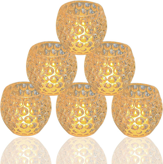 HIYAA LED Flameless Candles, 6 Pack round Crystal Battery Operated Candles Flick