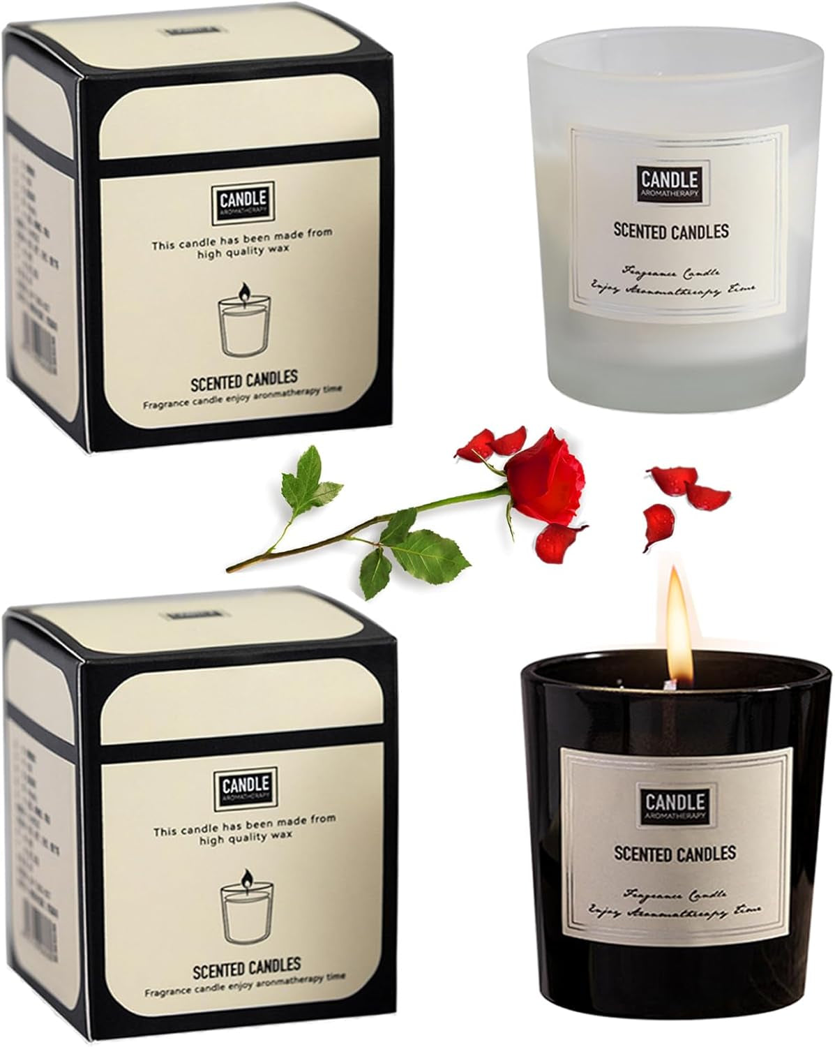 Aromatherapy Candles for Valentine, Christmas, Essential Oil Aromatherapy Candle, Long Burning Soy Candle, Scented Candles with Gift Box for Sleep Massage Spa, Gift & Home Supplys