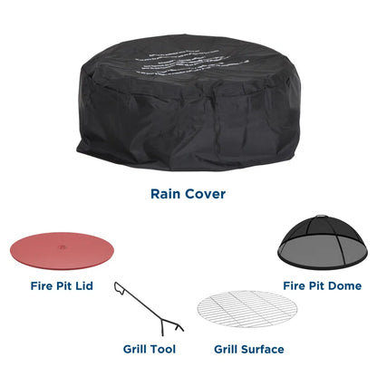 Smokeless Outdoor Fire Pit with Lid