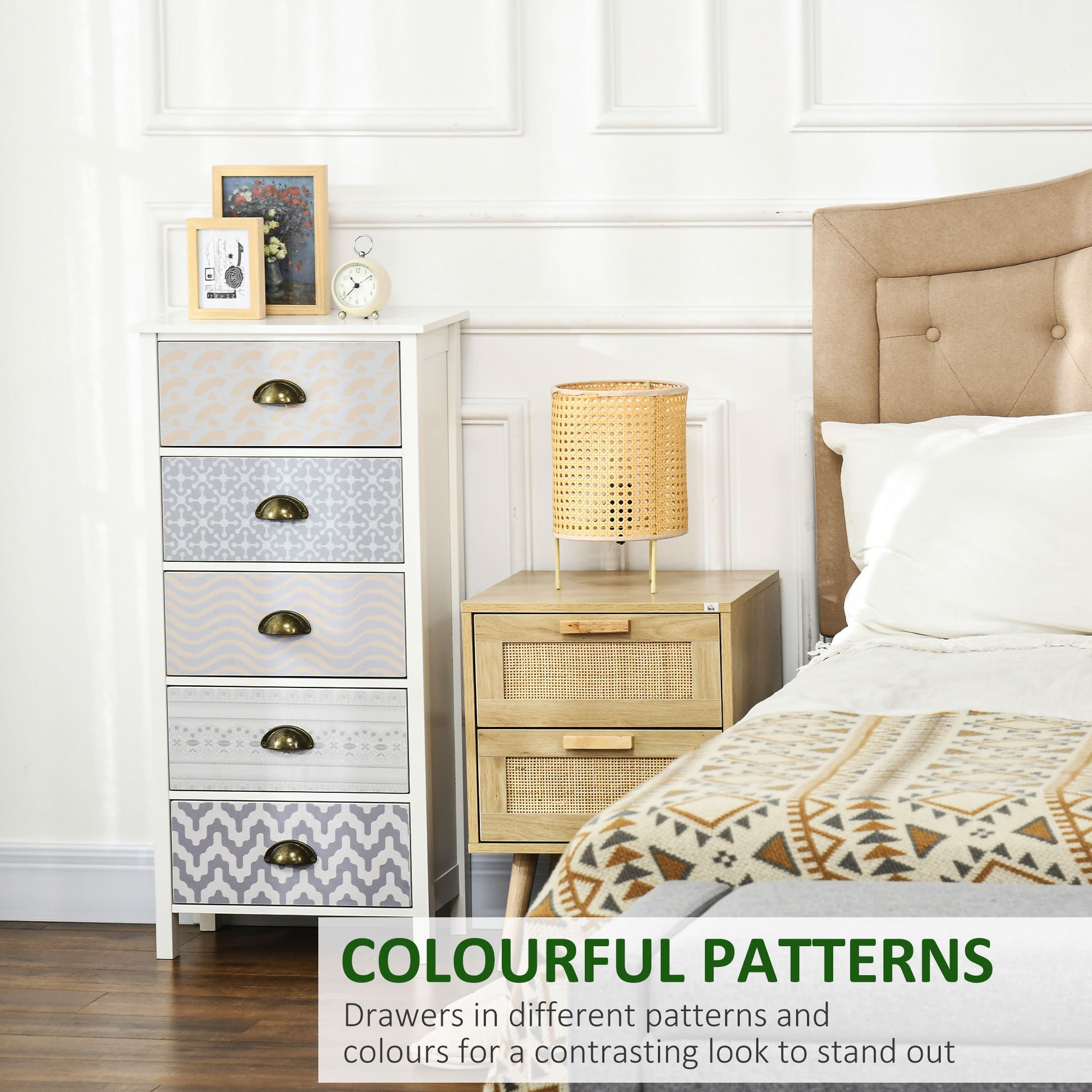 Chest of Drawers 5-Drawer Dresser Storage Cabinet W/ Handle Bedroom Living Room