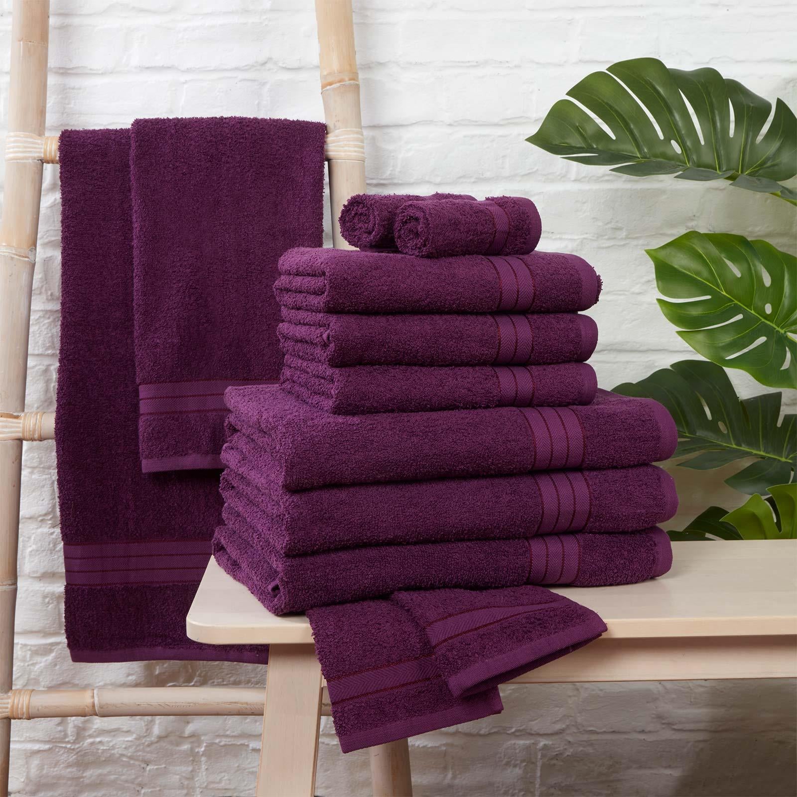 Luxury Soft 10 Piece 100% Cotton Towel Bale Set Face Hand Bath Bathroom Towels
