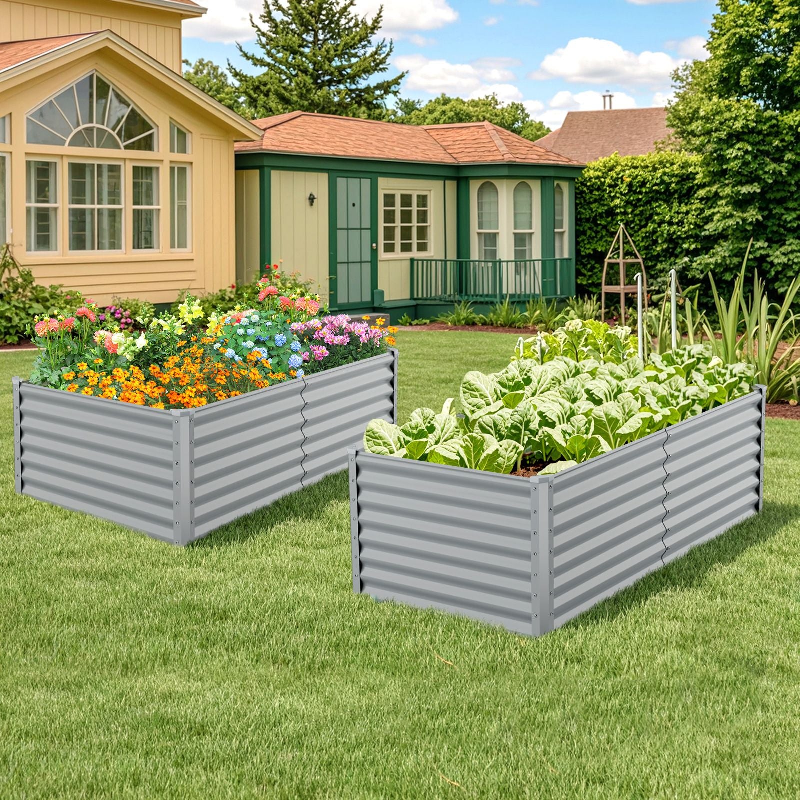 60 Cm Raised Garden Bed Elevated Garden Planter with Open Bottom Design