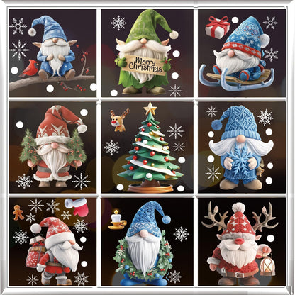 Christmas Window Stickers, 9 Sheets 95 Pcs Reusable Double-Sides Xmas Decals Chr