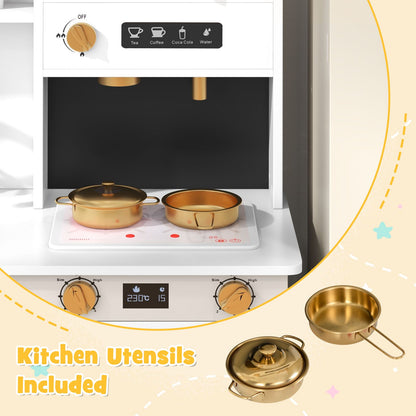 2 Pieces Kids Kitchen Playset Play Kitchen Refrigerator Combination