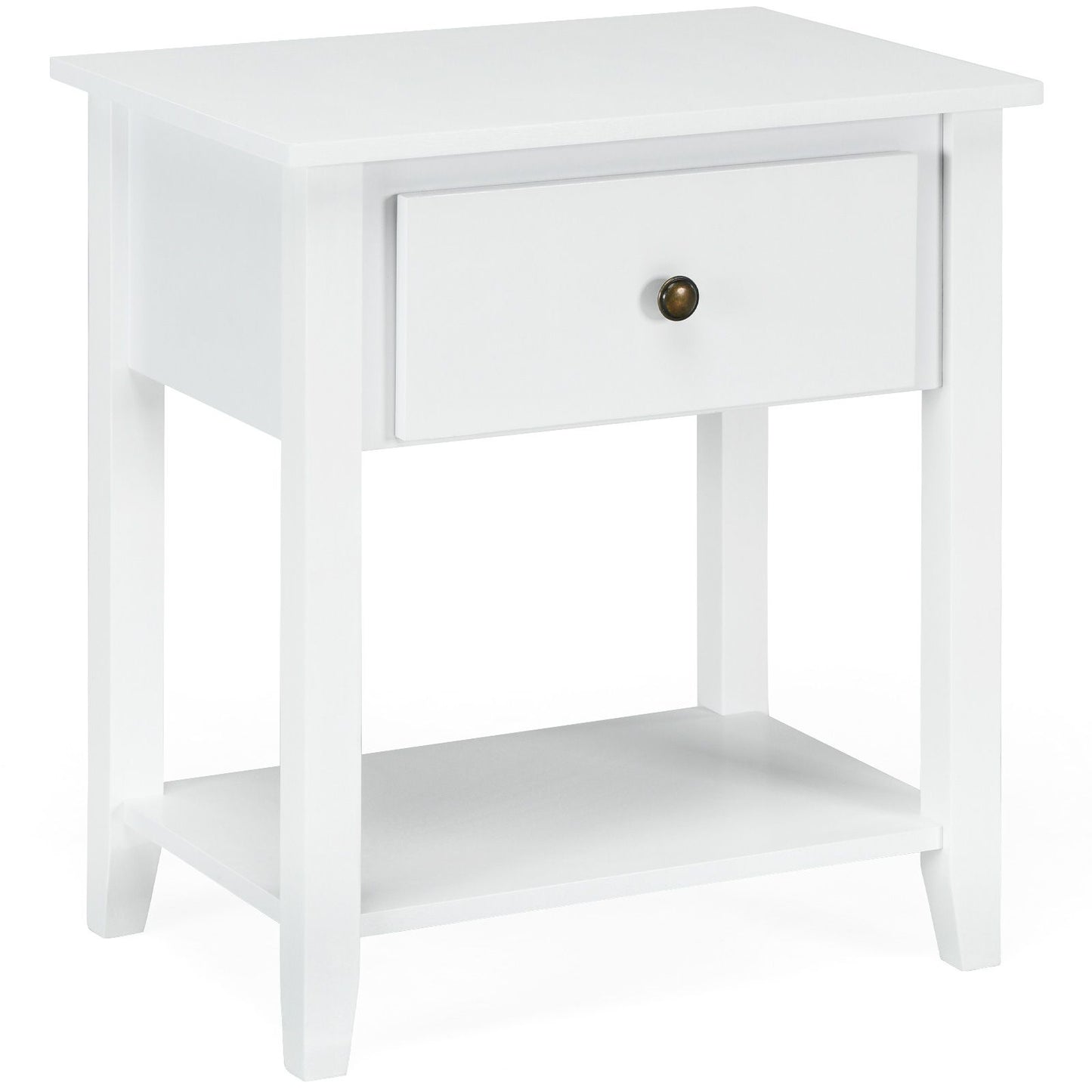 Accent Table Narrow Side End Table with 1 Drawer and Open Storage Shelf
