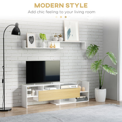TV Cabinet W/ Wall Shelf and Storage Cabinet for Living Room