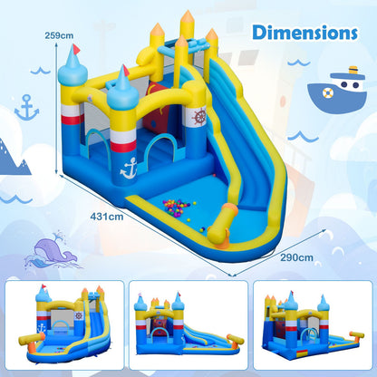 Inflatable Water Slide Kids Water Park with Splash Pool Water Cannon (Without Blower)