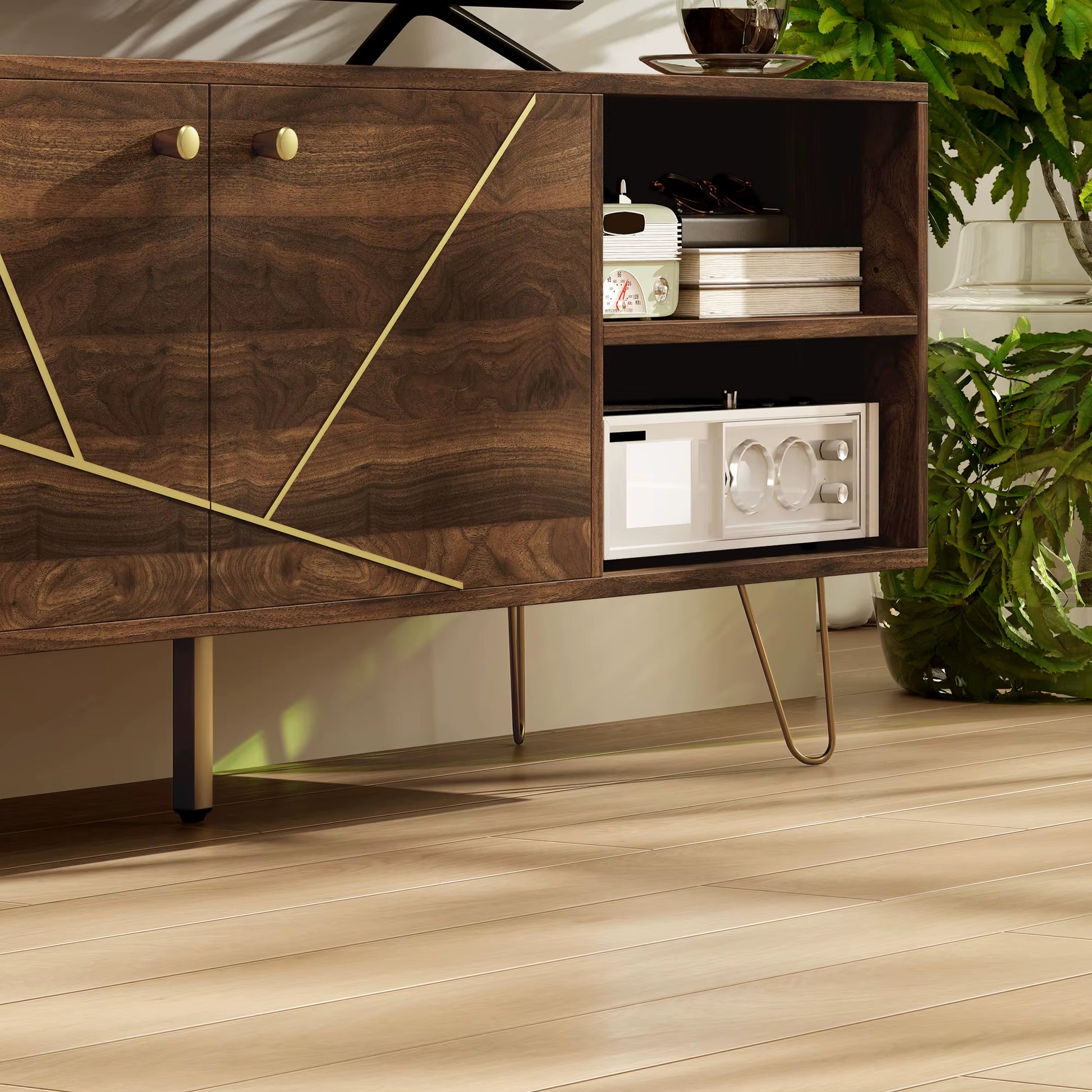 TV Stand Cabinet 130Cm TV Unit W/ Adjustable Shelves for Living Room