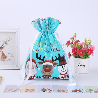 5PCS Merry Christmas Gift Bags Drawstring Wrap Present Party Treat Bags Storage