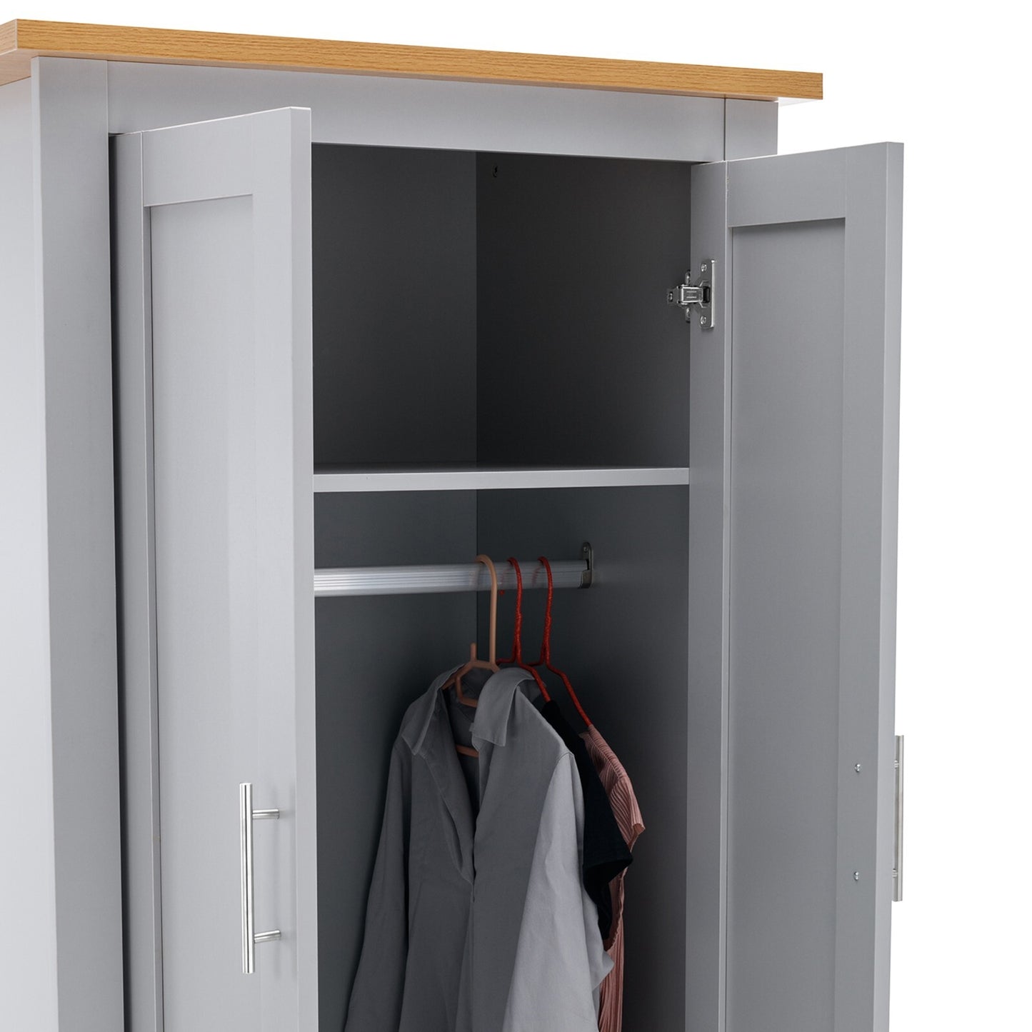 3 Door 2 Drawers Wardrobe with Shelves Storage & Hanging Rail Bedroom Furniture