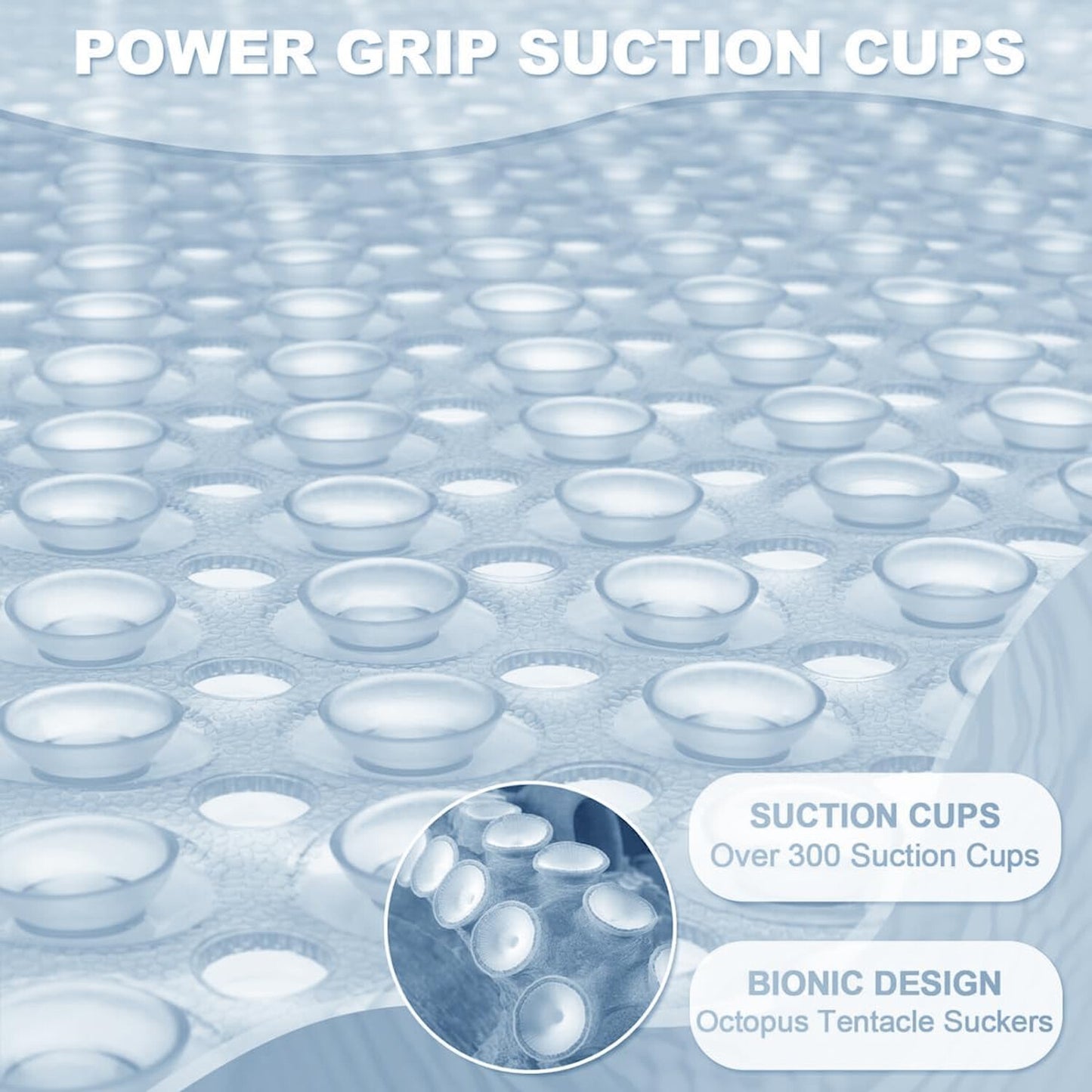 Extra Large Non Slip Bath Mat Bathtub Strong Suction Anti-Mold Rubber Shower Mat