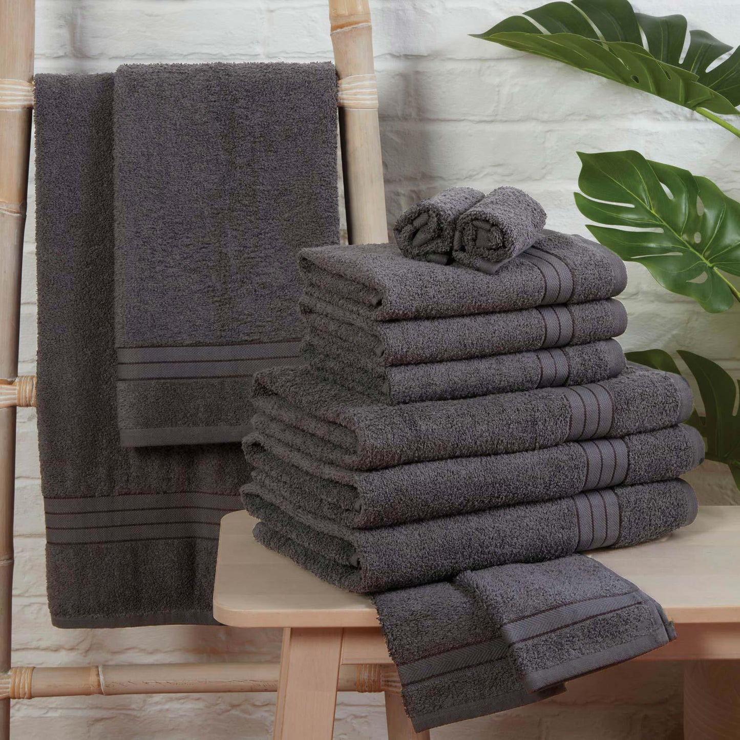 Luxury Soft 10 Piece 100% Cotton Towel Bale Set Face Hand Bath Bathroom Towels