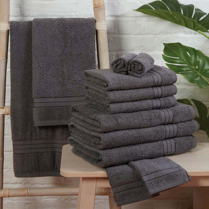 Luxury Soft 10 Piece 100% Cotton Towel Bale Set Face Hand Bath Bathroom Towels